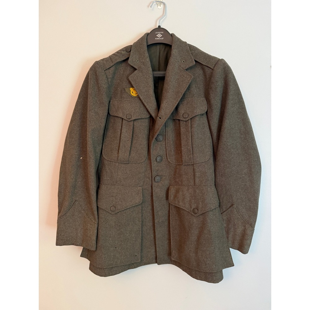 WWII US Army Wool Service Coat 1942 Dated Contract Ruptured Duck Patch Size 36